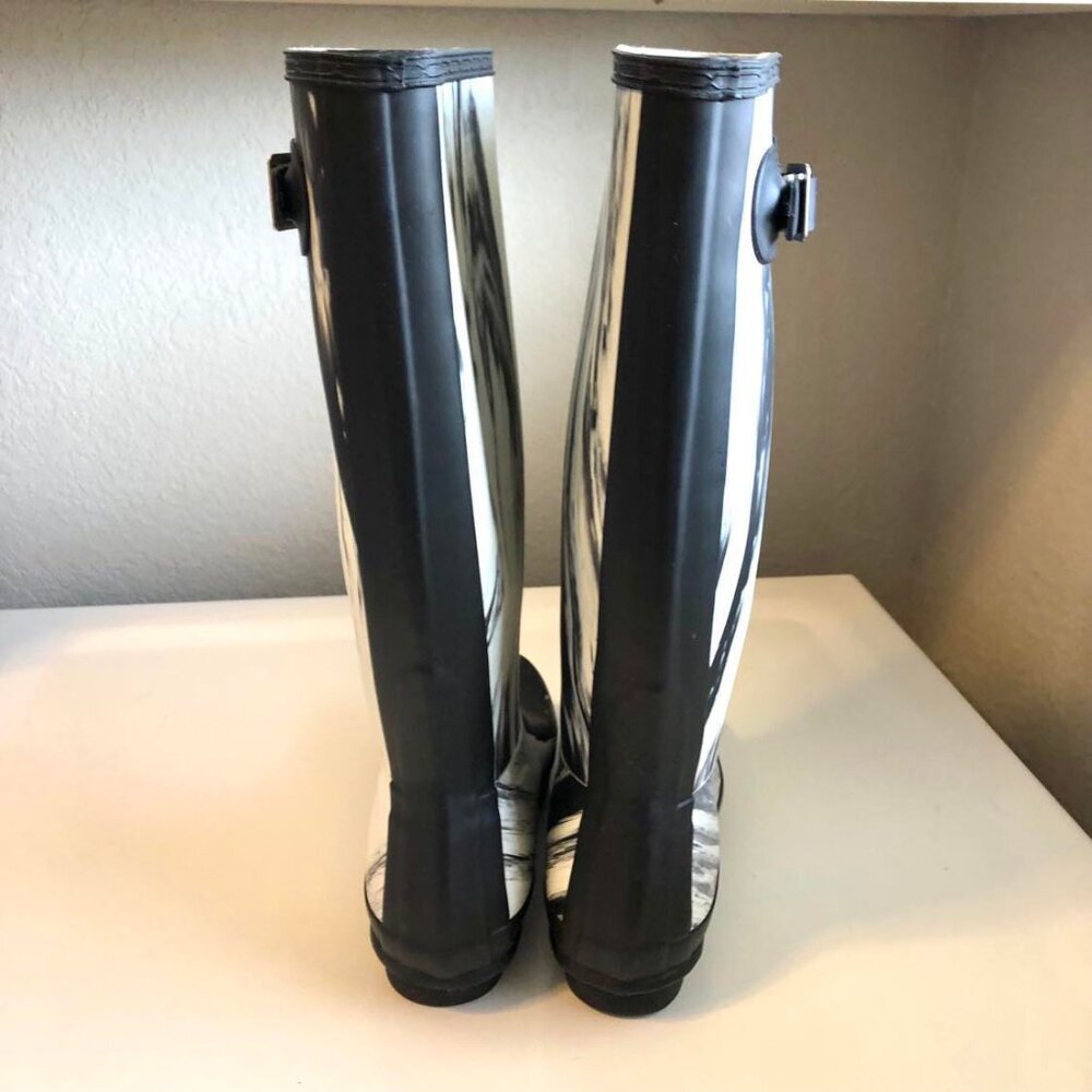 HUNTER ORIGINAL LTD ED Nightfall Tall Rain Boot Wellies Wh\Blk 6 - Picture 4 of 7